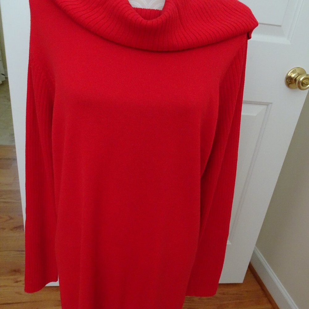 Women's Red Cowl Neck L. Sleeve Sweater-NEW